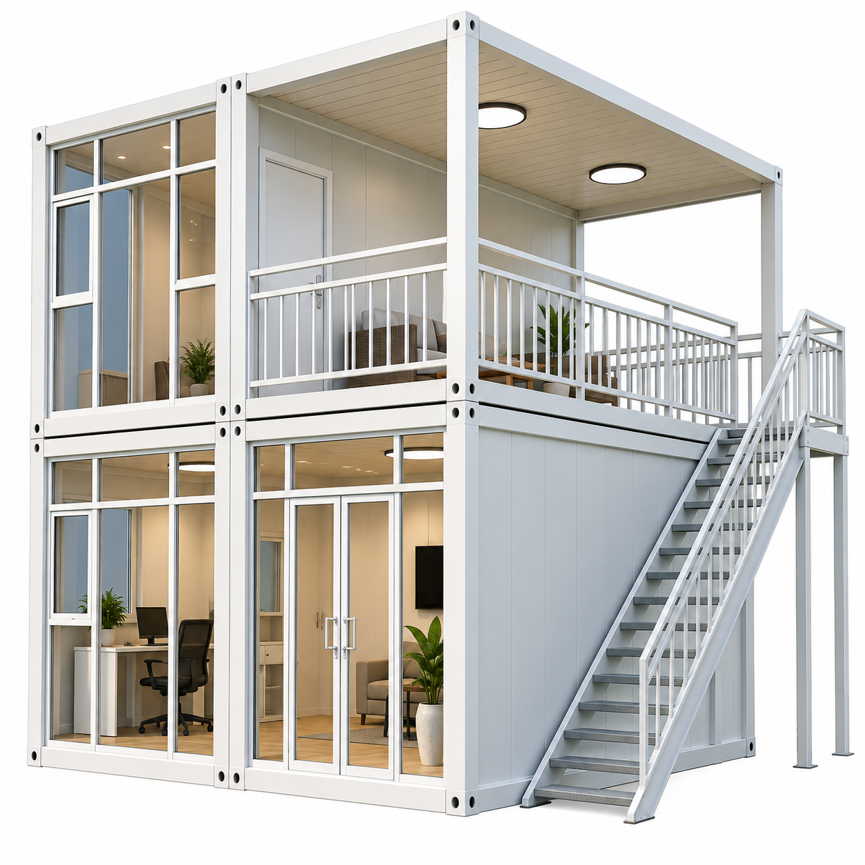 Casa contenedor doble nivel oficina y habitación
